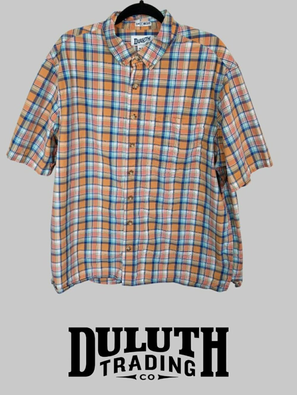 Duluth Trading  Untucked Short Sleeve Plaid  Relaxed Fit  Shirt Mens XL Tall